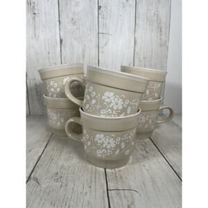 6 Pc Japan Ranmaru Floral Stone Coffee Cups